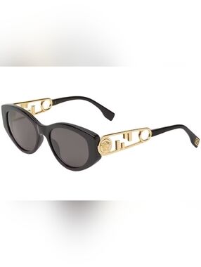 Versace Black & Gold Sculpted Cat-Eye Sunglasses
